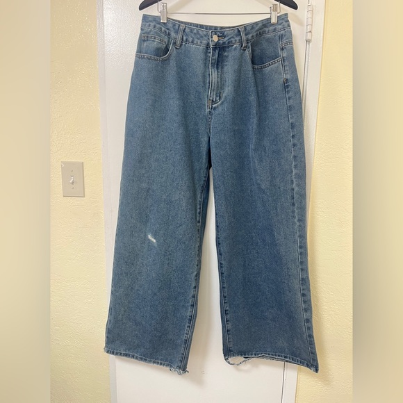 ROMWE Denim - ROMWEWomen  Casual Straight Solid Color Slogan Vine Linear Embroidery Jeans